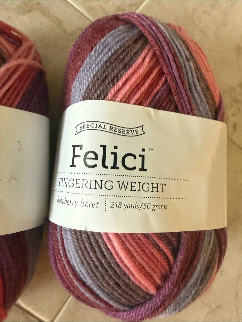 Felici Fingering Weight Yarn - Raspberry Beret - Multicolor Pink/Purple 2 Skeins